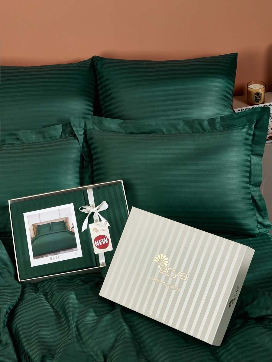 Постельное белье Arya Vip из страйп сатина 160x220 Зеленый - купить по выгодной цене в интернет-магазине Arya Home