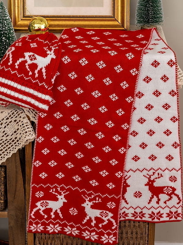 Комплект шапкa с шарфом Arya 24x145/20x21 Warm Красный, белый